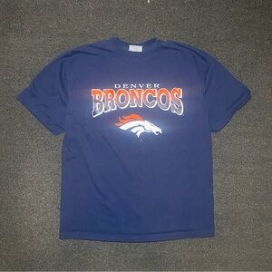 Denver Broncos 2000's big logo spell out nfl navy 100% cotton shirt size xl